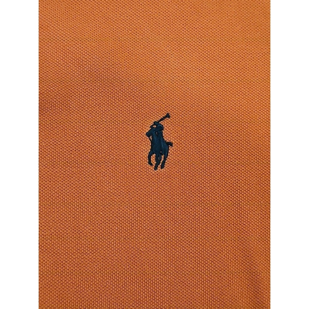 Polo Ralph Lauren Mens Custom Fit Polo Shirt Olive ORANGE Black Pony Size L - Picture 3 of 12